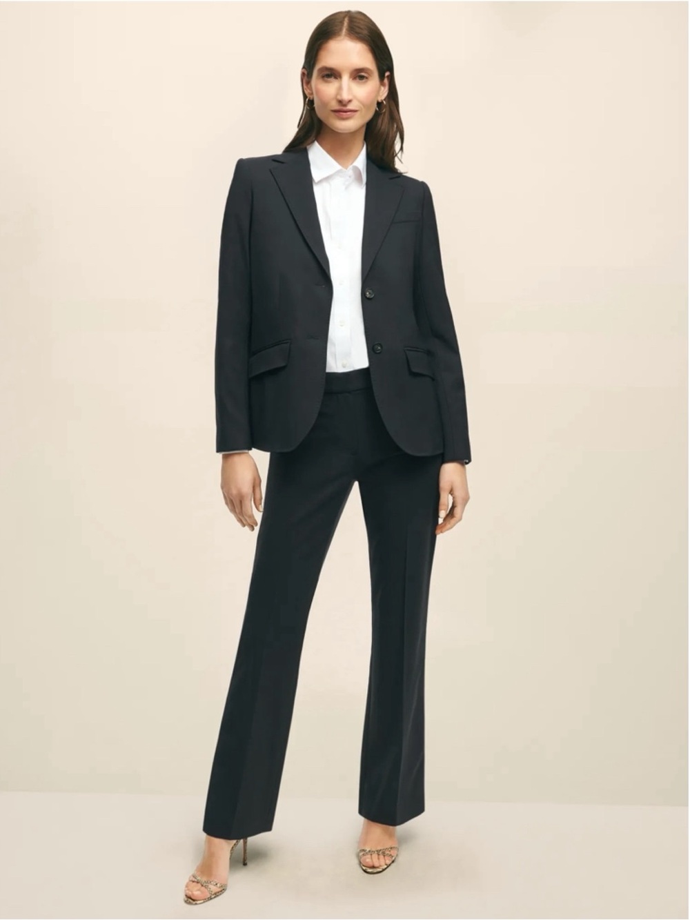 Brooks Brothers Lucia Fit 100% Wool Black Pants Office Career